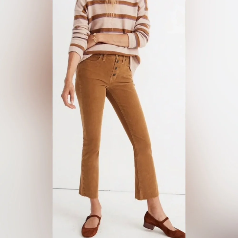 Madewell Cali Demi Boot Tan Corduroy Button-Fly Pants, size 25 - Picture 1 of 17
